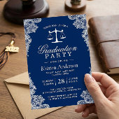 Navy Blue Lace Law School Abschluss Foto Einladung