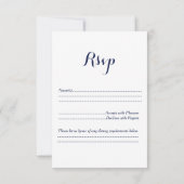 Navy Blue Lace Monogram Wedding RSVP (Rückseite)