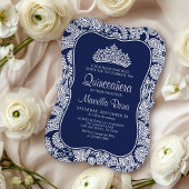 Navy Blue Lace Quinceañera Einladung