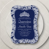 Navy Blue Lace Quinceañera Einladung