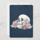 Navy Blue Lace Skull Roses Paare Dusche Einladung (Rückseite)