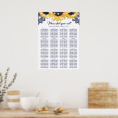 Navy Blue Lace Sunflower Wedding Seating Chart 16 Poster (Küche)