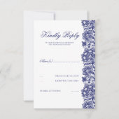 Navy Blue Lace Wedding RSVP (Vorderseite)