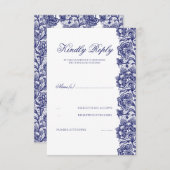 Navy Blue Lace Wedding RSVP (Vorne/Hinten)