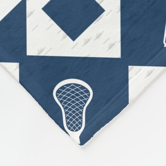 Navy Blue Lacrosse Raute Muster Fleece Blanket (Ecke)