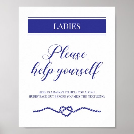Navy Blue Ladys Bad Basket Nautical Wedding Poster (Vorne)