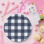 Navy Blue Large Classic Gingham Karo Kariert Pappteller (Party)