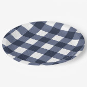 Navy Blue Large Classic Gingham Karo Kariert Pappteller (Schrägansicht)