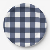 Navy Blue Large Classic Gingham Karo Kariert Pappteller (Vorderseite)