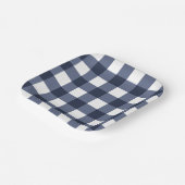 Navy Blue Large Classic Gingham Karo Kariert Pappteller (Gewinkelt)