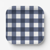 Navy Blue Large Classic Gingham Karo Kariert Pappteller (Vorderseite)