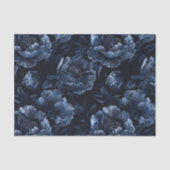 Navy Blue Large Peonies Seidenpapier (Vorderseite)