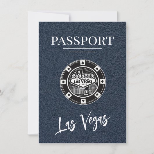 Navy Blue Las Vegas Passport Save the Date (Vorderseite)