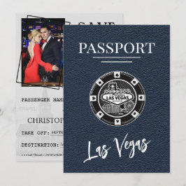 Navy Blue Las Vegas Passport Save the Date