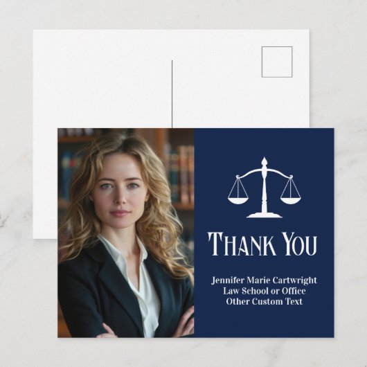 Navy Blue Law Office Custom Rechtsanwalt Vielen Da Postkarte (Vorne/Hinten)