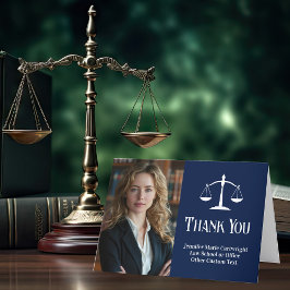 Navy Blue Law School Graduation Photo Lawyer Dankeskarte