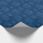 Navy Blue Leaf Muster Roll of Wrapping Paper Geschenkpapier (Ecke)