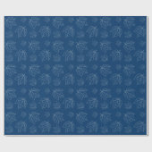 Navy Blue Leaf Muster Roll of Wrapping Paper Geschenkpapier (Flach)