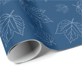 Navy Blue Leaf Muster Roll of Wrapping Paper Geschenkpapier (Rolleneckpunkt)