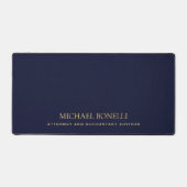 Navy Blue Leather Masculine Eleganter NAME Schreibtischunterlage (Vorderseite)