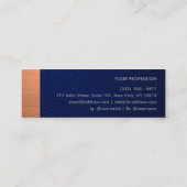 Navy-Blue-Leder & Metall-Kupfer-Panel-Monogramm Mini Visitenkarte (Rückseite)