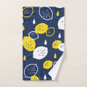 Navy Blue Lemon Art - Erfrischendes Citrus Design Badhandtuch Set (Handtuch)