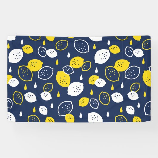 Navy Blue Lemon Art - Erfrischendes Citrus Design Banner (Horizontal)