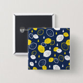Navy Blue Lemon Art - Erfrischendes Citrus Design Button (Vorne & Hinten)