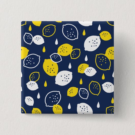 Navy Blue Lemon Art - Erfrischendes Citrus Design Button (Vorderseite)