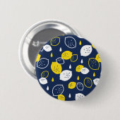 Navy Blue Lemon Art - Erfrischendes Citrus Design Button (Vorne & Hinten)