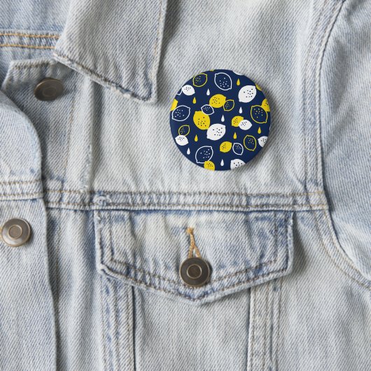 Navy Blue Lemon Art - Erfrischendes Citrus Design Button (Beispiel)