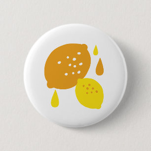 Navy Blue Lemon Art - Erfrischendes Citrus Design Button