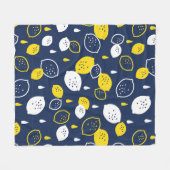 Navy Blue Lemon Art - Erfrischendes Citrus Design Fleecedecke (Vorderseite (Horizontal))