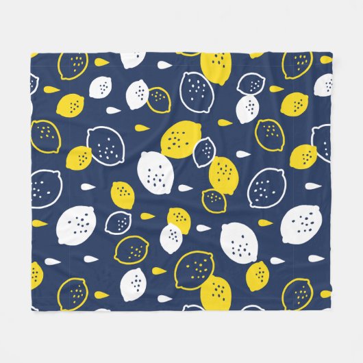 Navy Blue Lemon Art - Erfrischendes Citrus Design Fleecedecke (Vorderseite (Horizontal))