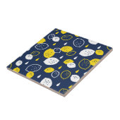 Navy Blue Lemon Art - Erfrischendes Citrus Design Fliese (Seite)