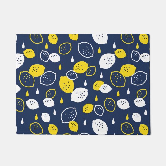 Navy Blue Lemon Art - Erfrischendes Citrus Design Fußmatte (Vorderseite)