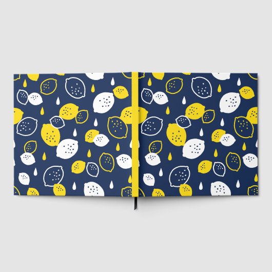 Navy Blue Lemon Art - Erfrischendes Citrus Design Gästebuch (Voll)