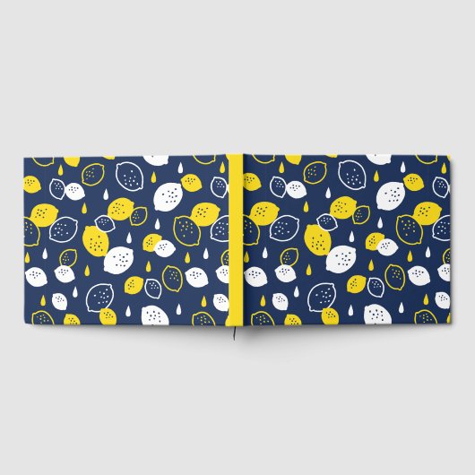 Navy Blue Lemon Art - Erfrischendes Citrus Design Gästebuch (Voll)