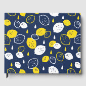 Navy Blue Lemon Art - Erfrischendes Citrus Design Gästebuch (Vorderseite)