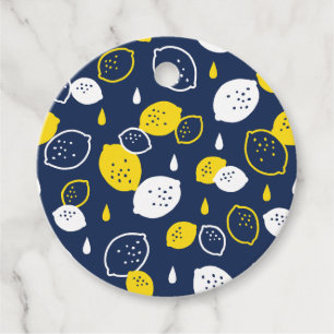 Navy Blue Lemon Art - Erfrischendes Citrus Design Geschenkanhänger