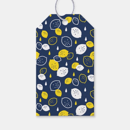 Navy Blue Lemon Art - Erfrischendes Citrus Design Geschenkanhänger (Vorderseite)