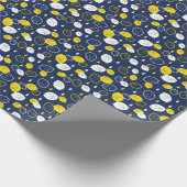 Navy Blue Lemon Art - Erfrischendes Citrus Design Geschenkpapier (Ecke)