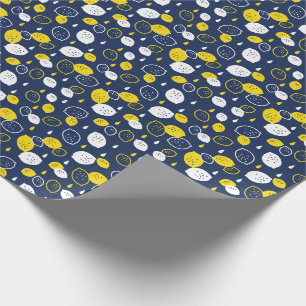 Navy Blue Lemon Art - Erfrischendes Citrus Design Geschenkpapier