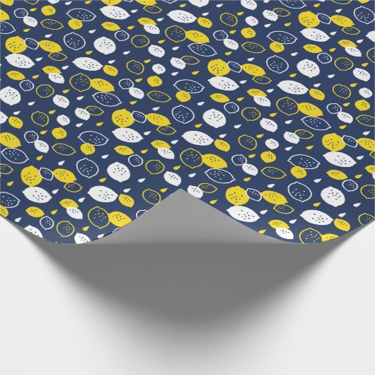 Navy Blue Lemon Art - Erfrischendes Citrus Design Geschenkpapier (Ecke)