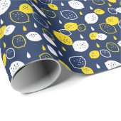 Navy Blue Lemon Art - Erfrischendes Citrus Design Geschenkpapier (Rolleneckpunkt)