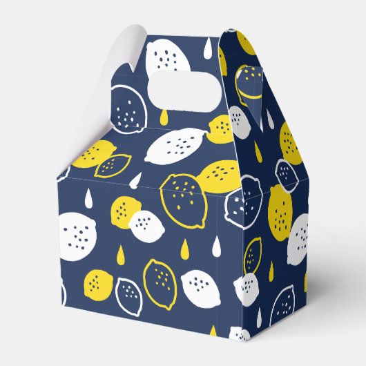 Navy Blue Lemon Art - Erfrischendes Citrus Design Geschenkschachtel (Rückseite)