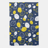 Navy Blue Lemon Art - Erfrischendes Citrus Design Geschirrtuch (Vertikal)