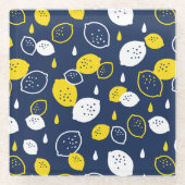Navy Blue Lemon Art - Erfrischendes Citrus Design Glasuntersetzer (Vorderseite)