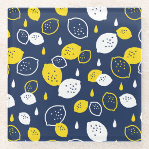 Navy Blue Lemon Art - Erfrischendes Citrus Design Glasuntersetzer