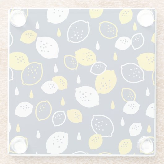 Navy Blue Lemon Art - Erfrischendes Citrus Design Glasuntersetzer (Rückseite)